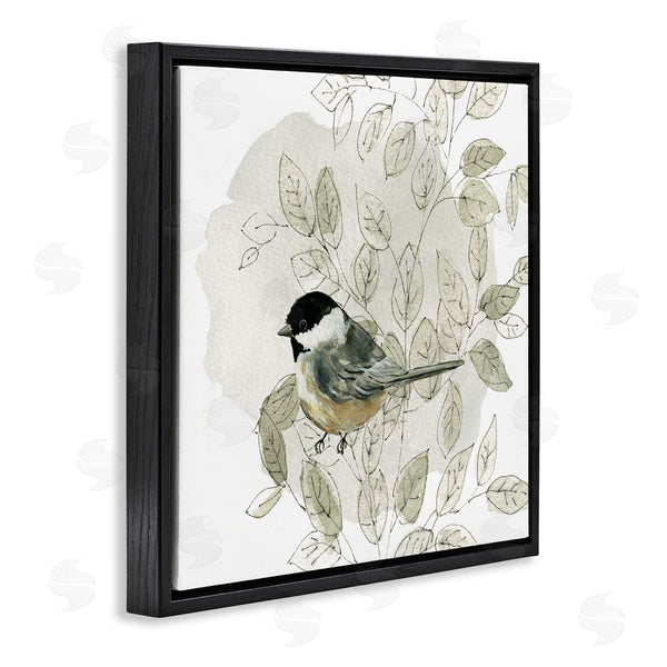 Stupell Industries Livi Finn | Bird Perched Soft Cottage Plant Wall Art