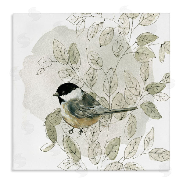stupell industries Livi Finn | Bird Perched Soft Cottage Plant Wall Art