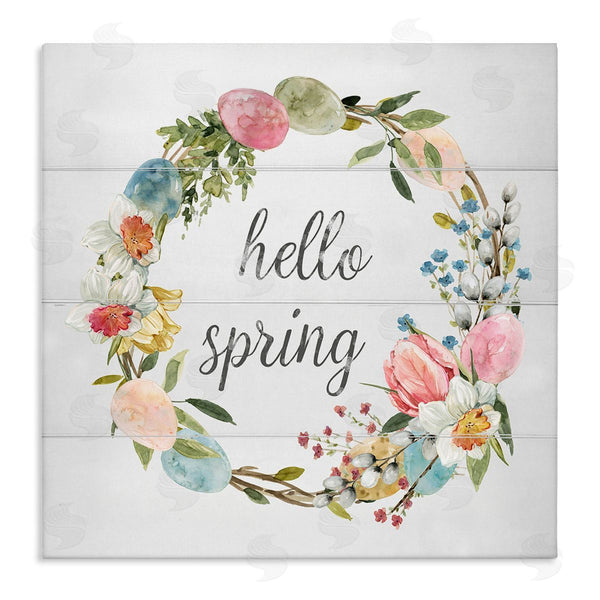 stupell industries Livi Finn | Hello Spring Floral Egg Wreath Wall Art