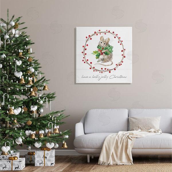 Stupell Industries Livi Finn | Holly Jolly Christmas Mouse Wall Art