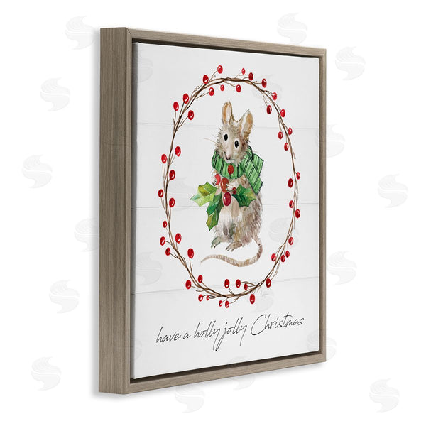 Stupell Industries Livi Finn | Holly Jolly Christmas Mouse Wall Art