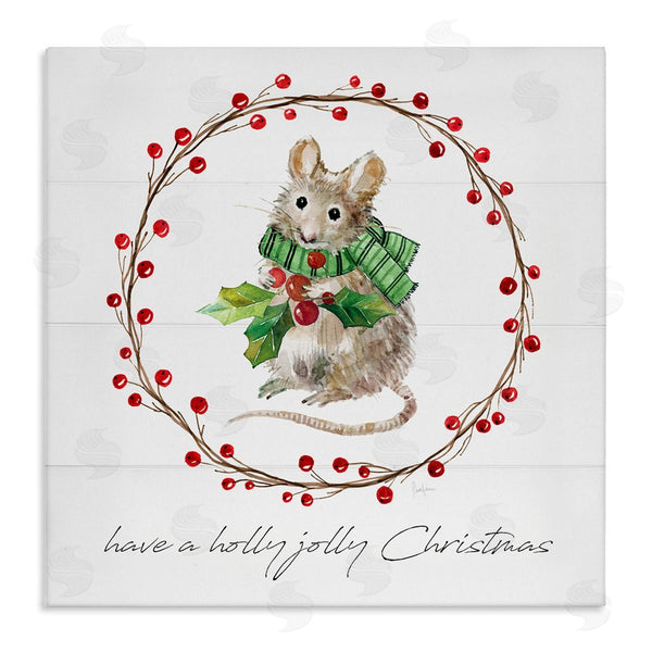 stupell industries Livi Finn | Holly Jolly Christmas Mouse Wall Art