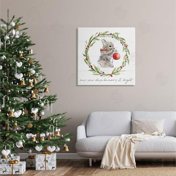 Stupell Industries Livi Finn | Merry & Bright Bunny Wreath Wall Art