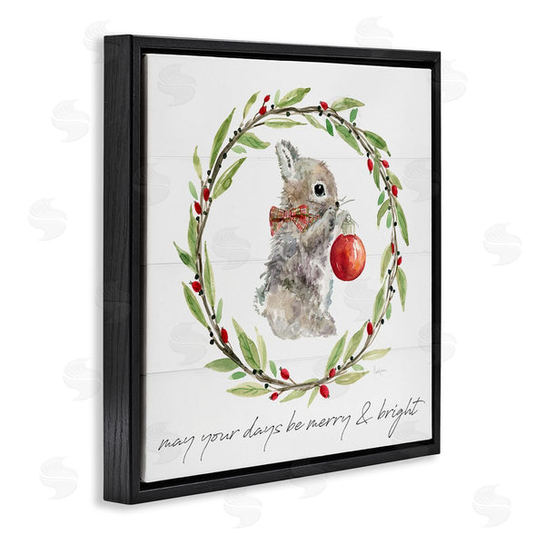 Stupell Industries Livi Finn | Merry & Bright Bunny Wreath Wall Art