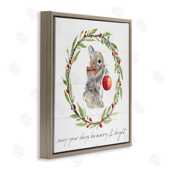 Stupell Industries Livi Finn | Merry & Bright Bunny Wreath Wall Art