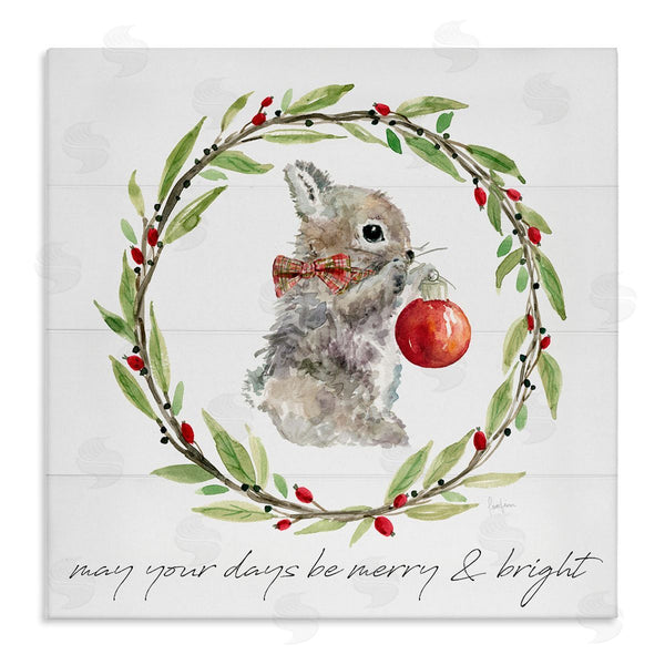 stupell industries Livi Finn | Merry & Bright Bunny Wreath Wall Art