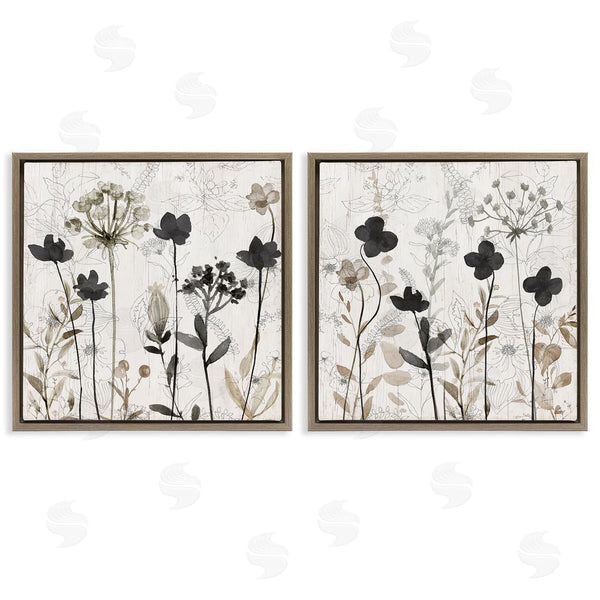 Stupell Industries Livi Finn | Neutral Flower Hues Rustic Boho Wall Art