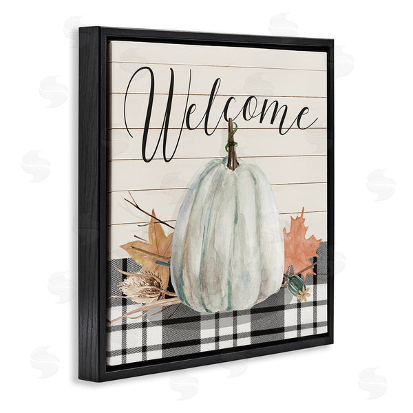 Stupell Industries Livi Finn | Welcome Plaid Pumpkin Sign Wall Art