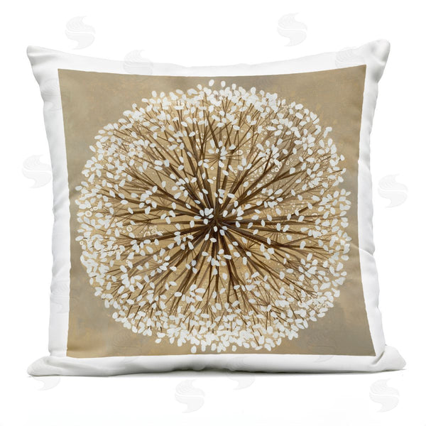 Stupell Industries Liz Jardine | Abstract Dandelion Flower Full Bloom Brown White Printed Throw Pillow