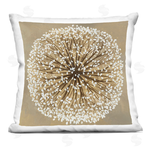 stupell industries Liz Jardine | Abstract Dandelion Flower Full Bloom Brown White Printed Throw Pillow