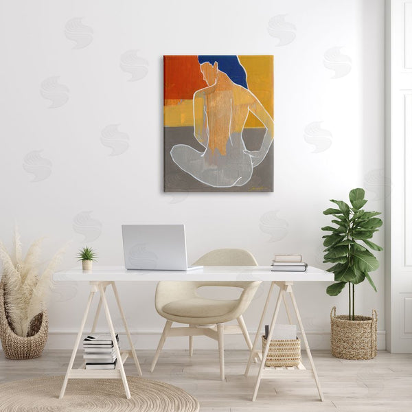 Stupell Industries Liz Jardine | Abstract Nude Figure Sitting Over Geometric Shape Collage Wall Art