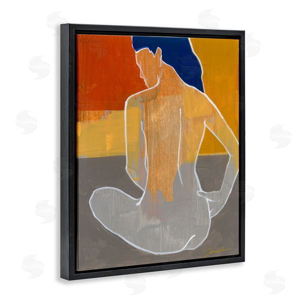 Stupell Industries Liz Jardine | Abstract Nude Figure Sitting Over Geometric Shape Collage Wall Art