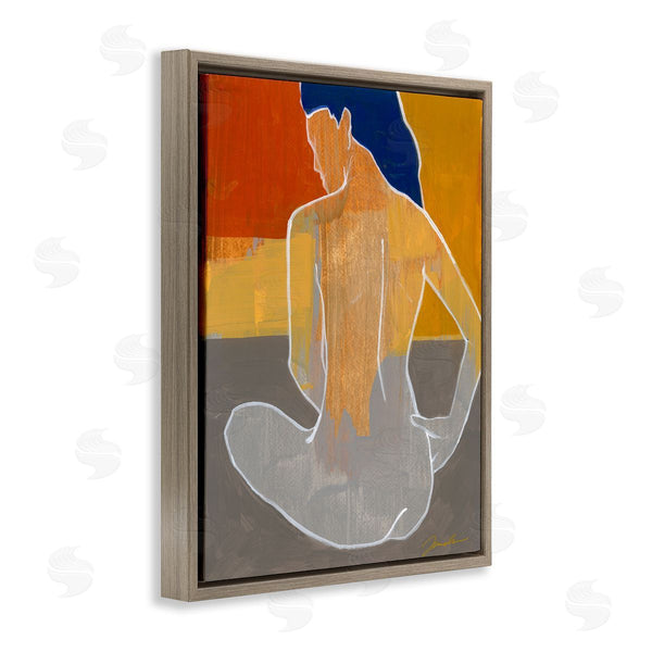Stupell Industries Liz Jardine | Abstract Nude Figure Sitting Over Geometric Shape Collage Wall Art