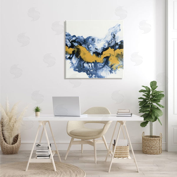 Stupell Industries Liz Jardine | Abstract Paint Infusion Fluid Blue Yellow Integration Wall Art