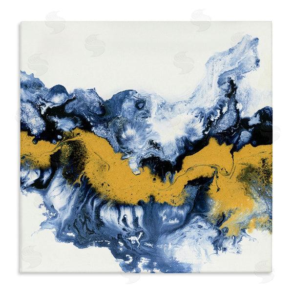 stupell industries Liz Jardine | Abstract Paint Infusion Fluid Blue Yellow Integration Wall Art