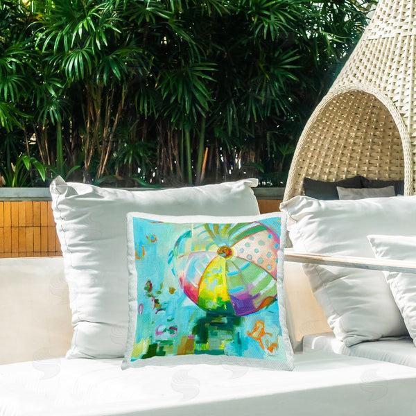 Stupell Industries Liz Jardine | Abstract Summer Beach Ball Printed Throw Pillow