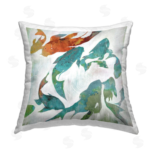 stupell industries Liz Jardine | Abstract Swimming Koi Shapes Printed Throw Pillow