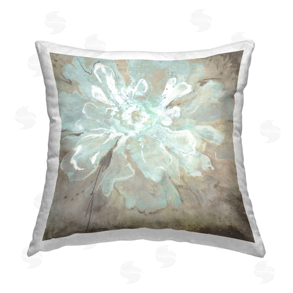stupell industries Liz Jardine | Abstract Tan & Blue Flower Printed Throw Pillow