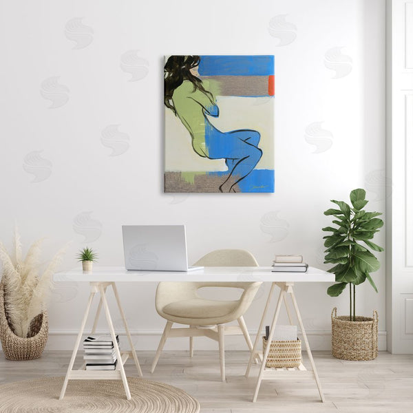 Stupell Industries Liz Jardine | Abstract Woman Laying Over Geometric Shape Collage Wall Art