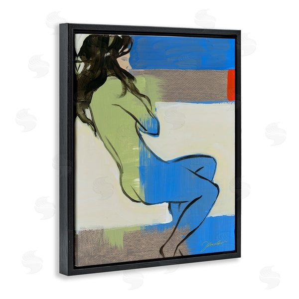 Stupell Industries Liz Jardine | Abstract Woman Laying Over Geometric Shape Collage Wall Art
