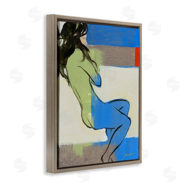 Stupell Industries Liz Jardine | Abstract Woman Laying Over Geometric Shape Collage Wall Art