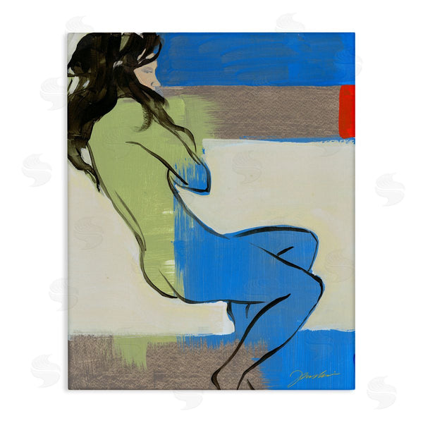stupell industries Liz Jardine | Abstract Woman Laying over Geometric Shape Collage Wall Art