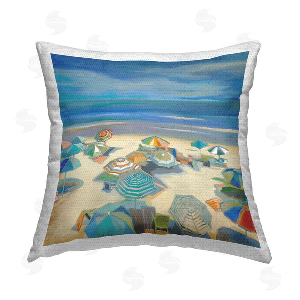 Stupell Industries Liz Jardine | Beach Umbrellas On Shoreline Printed Throw Pillow