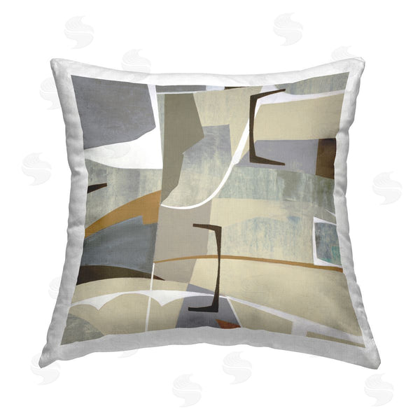 stupell industries Liz Jardine | Beige Brown Geometri Printed Throw Pillow