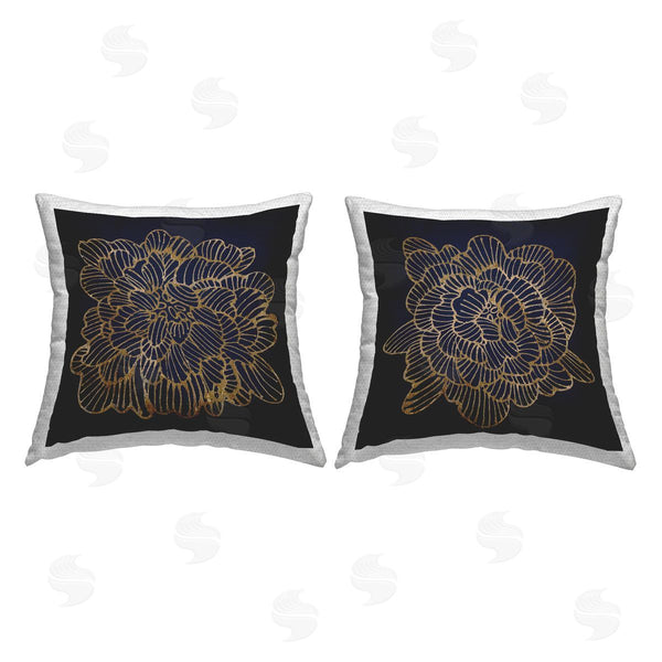 Stupell Industries Liz Jardine | Black & Glam Blossoms Printed Throw Pillow Set