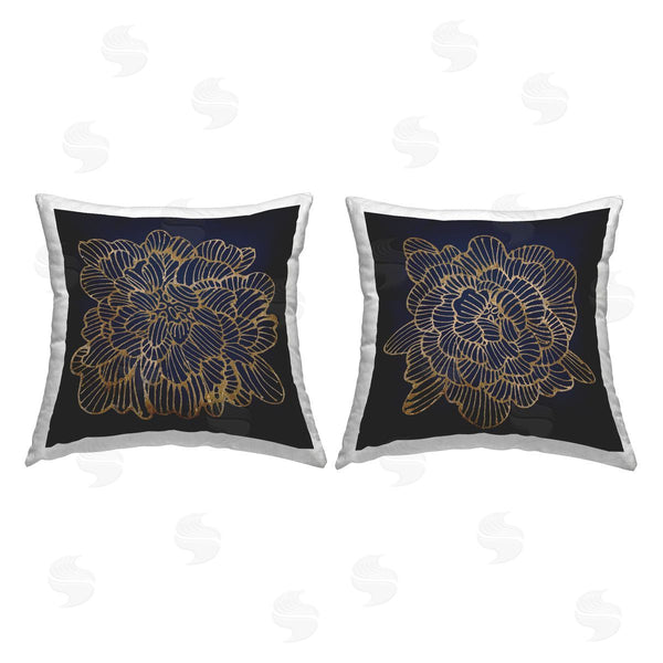 stupell industries Liz Jardine | Black & Glam Blossoms Printed Throw Pillow Set