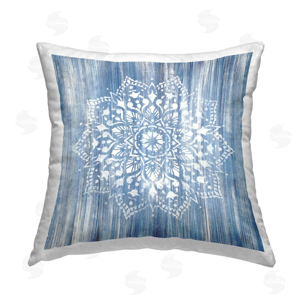 stupell industries Liz Jardine | Blue Boho Floral Fractal Printed Throw Pillow