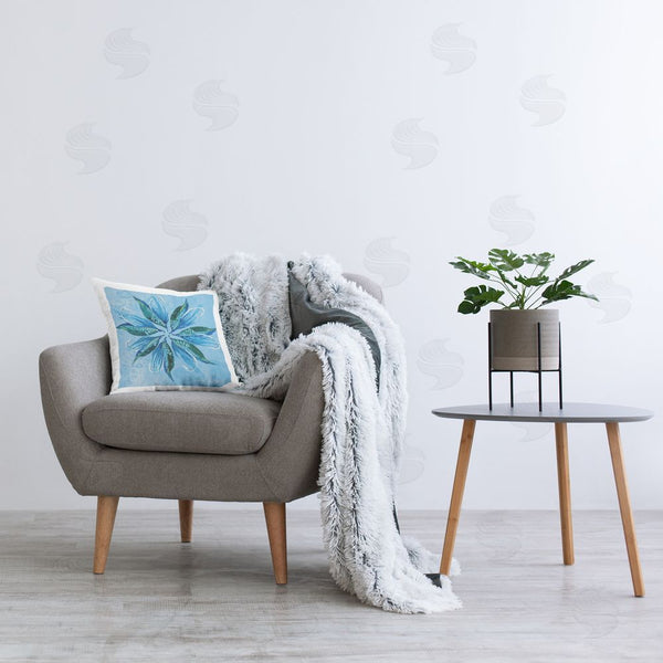 Stupell Industries Liz Jardine | Blue Flower Shape Design Printed Throw Pillow