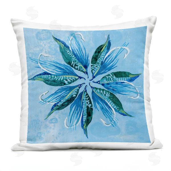 Stupell Industries Liz Jardine | Blue Flower Shape Design Printed Throw Pillow