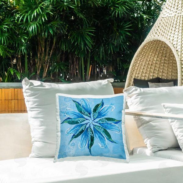 Stupell Industries Liz Jardine | Blue Flower Shape Design Printed Throw Pillow