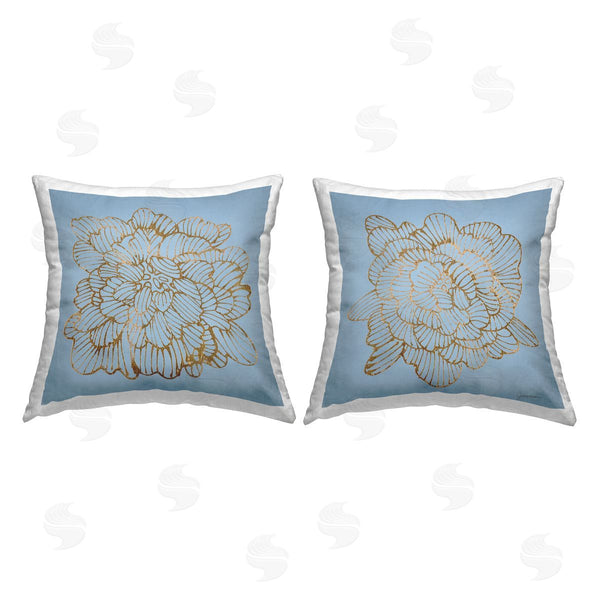 stupell industries Liz Jardine | Blue Glam Flower Blossoms Printed Throw Pillow Set