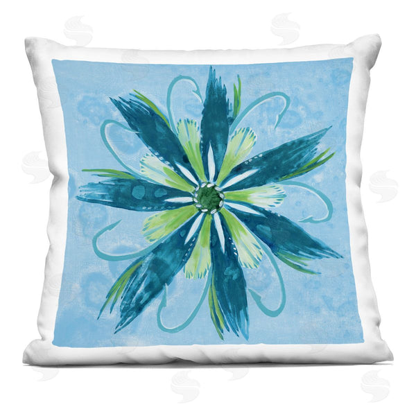 stupell industries Liz Jardine | Blue & Green Abstract Flower Printed Throw Pillow