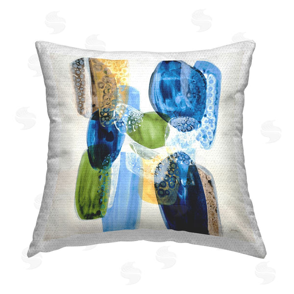 Stupell Industries Liz Jardine | Blue & Green Abstract Rocks Printed Throw Pillow