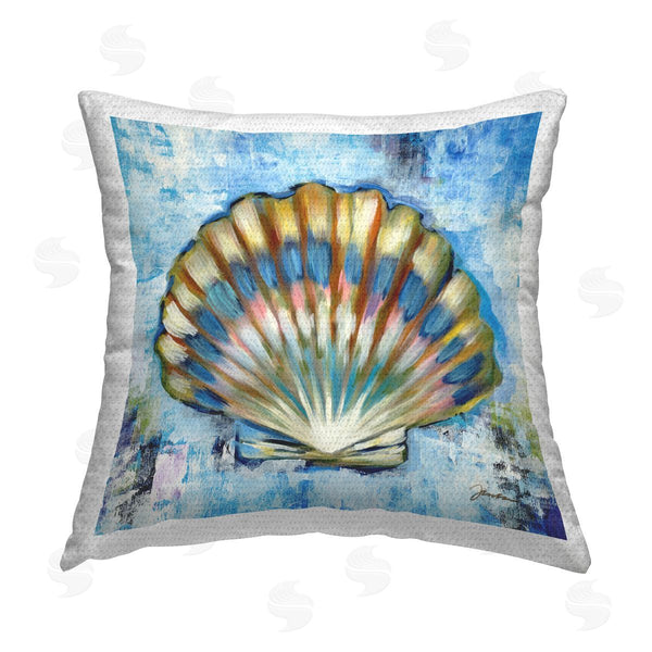 Stupell Industries Liz Jardine | Blue Maritime Clam Shell Printed Throw Pillow