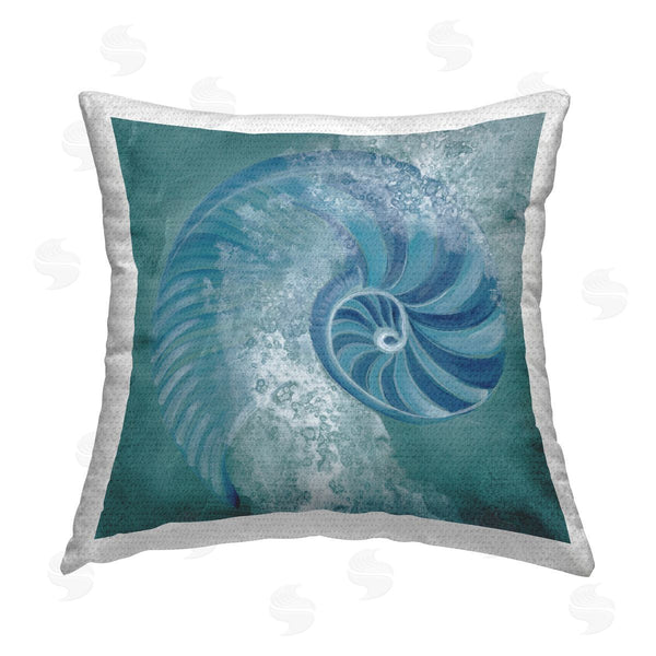 Stupell Industries Liz Jardine | Blue Nautilus Water Splash Printed Throw Pillow