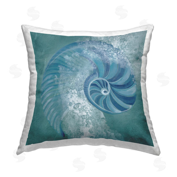stupell industries Liz Jardine | Blue Nautilus Water Splash Printed Throw Pillow