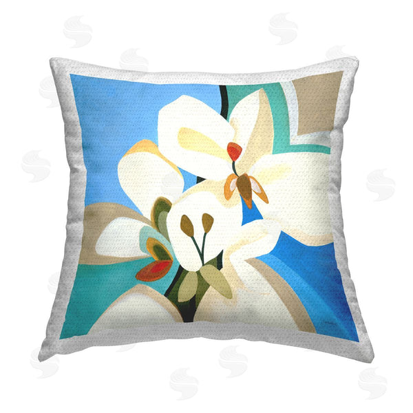 Stupell Industries Liz Jardine | Blue & White Abstract Flower Printed Throw Pillow