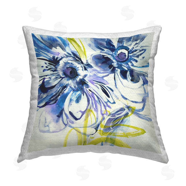 Stupell Industries Liz Jardine | Blue & Yellow Abstract Flowers Printed Throw Pillow