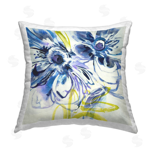 stupell industries Liz Jardine | Blue & Yellow Abstract Flowers Printed Throw Pillow