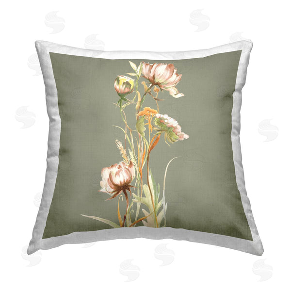 stupell industries Liz Jardine | Budding Cottage Flowers Printed Throw Pillow