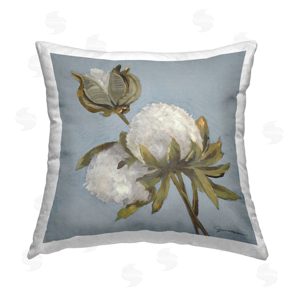 stupell industries Liz Jardine | Budding Cotton Flowers Blooming Printed Throw Pillow