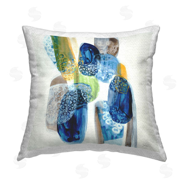 Stupell Industries Liz Jardine | Busy Blue Abstract Stones Printed Throw Pillow