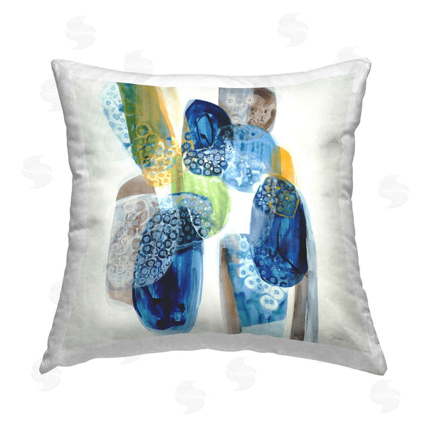 stupell industries Liz Jardine | Busy Blue Abstract Stones Printed Throw Pillow