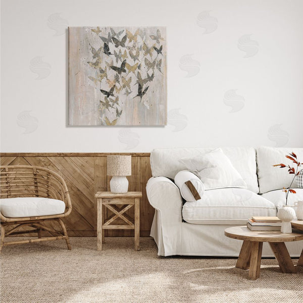 Stupell Industries Liz Jardine | Butterfly Cluster Abstract Country Insects Brown Grey Wall Art