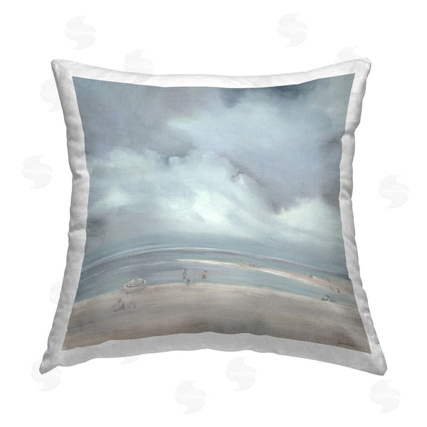 stupell industries Liz Jardine | Clouded Beach Horizon Printed Throw Pillow