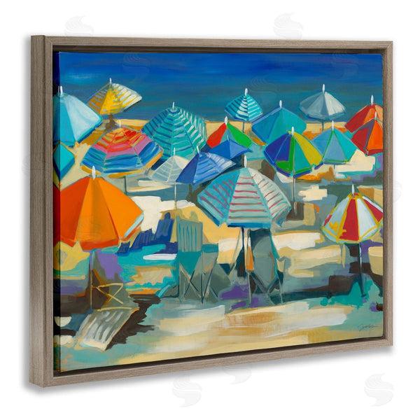 Stupell Industries Liz Jardine | Colorful Beach Umbrella Nautical Landscape